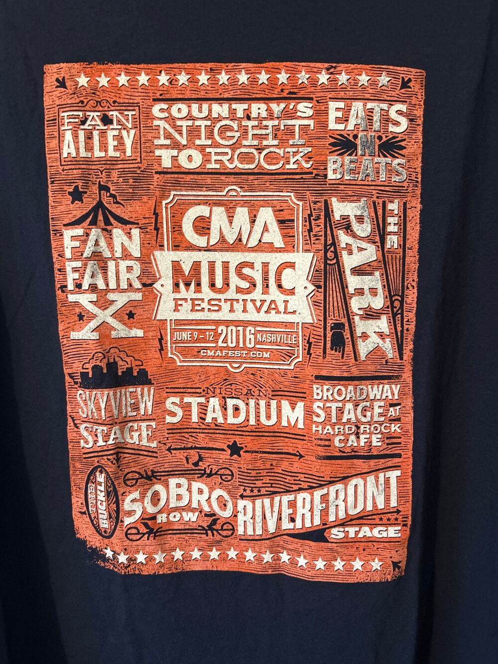 CMA Concert T-Shirt CMA Country Music Festival 2016 Size XL Nashville Blue